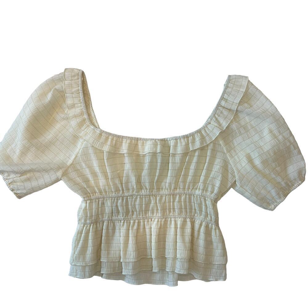 Anthropologie Puff Sleeve Smocked Milkmaid Top Size S - Picture 7 of 8